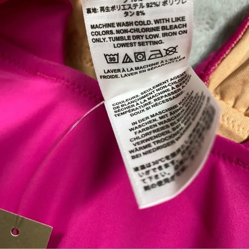 NEW J. Crew Ruched Ruffle One Piece Swimsuit V Neck Size 2 Pink Radiant Fuchsia